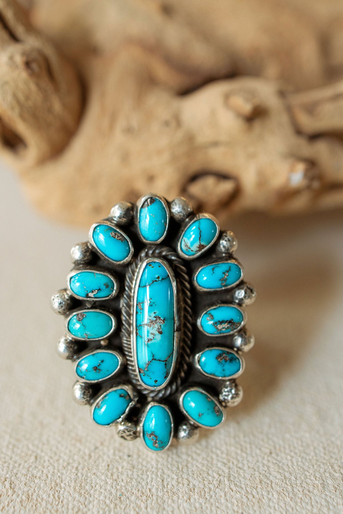Tenner Ring Kingman Turquoise Cluster Ring – Tanner Trading
